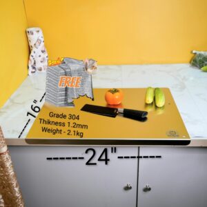16 by 24 1.2 ,,( 16 inch Wide 24 inch Long ) 1.2mm SS Cutting Board+ 5 pcs majuni free