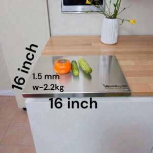 16 by 16 1.5 ,,.( 16 inch Long 16 inch Wide ) 1.5mm 2.2kg SS Cutting Board + 5 pcs majuni free